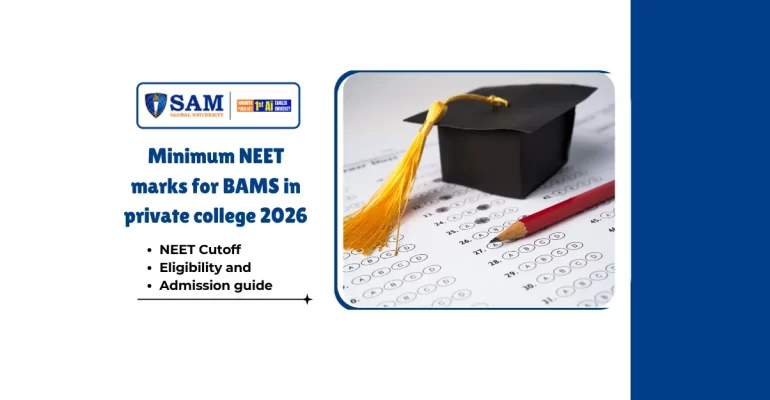 Minimum NEET marks for BAMS in private college 2026